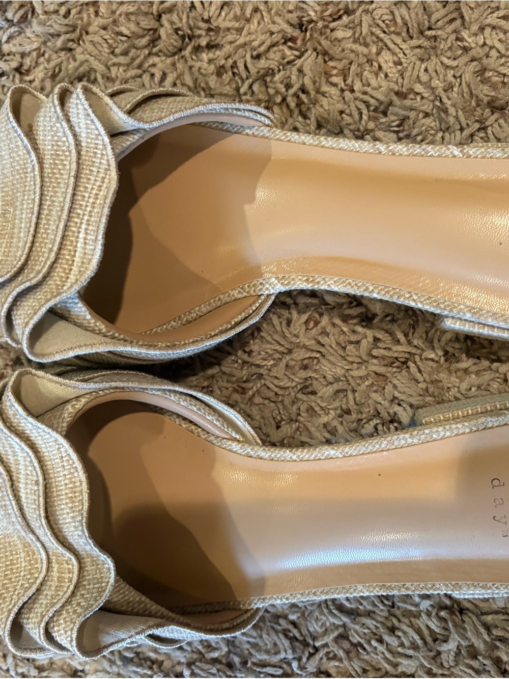 a new day Beige Ruffle Slide Sandals